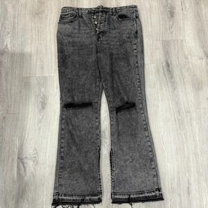 Forever 21 Women's Jeans Sz 30 Gray Distressed High Rise Flare  Button Fly